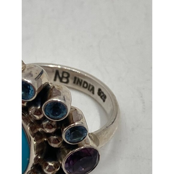 Nicky Butler 925 Sterling Silver Turquoise & Gemstone Ring Size 7 Featuring Blue - Picture 5 of 8